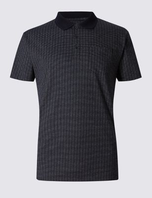 Pure Cotton Tailored Fit Textured Polo Shirt